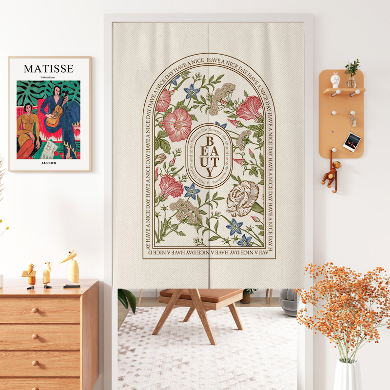 美式田园门帘布艺卧室隔断帘入户玄关装饰半帘厨房卫生间遮挡挂帘