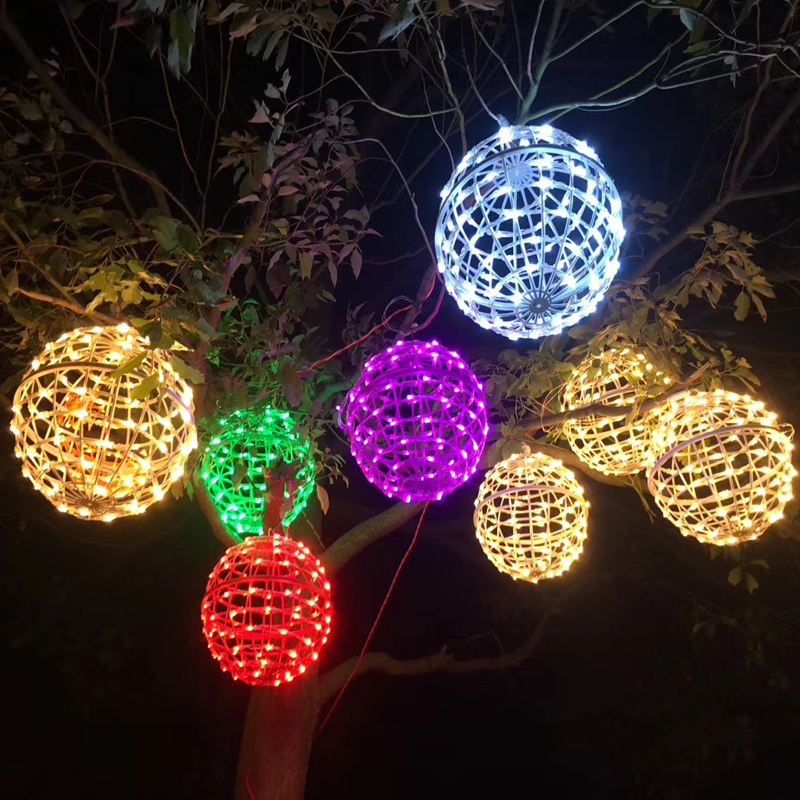 led小彩灯闪灯串灯满天星户外藤球灯圣诞春节街道亮化装饰挂树灯