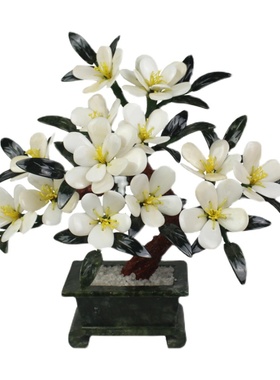 天然玉石白兰花盆景客厅家居电视柜中式装饰品玄关酒柜工艺品摆件