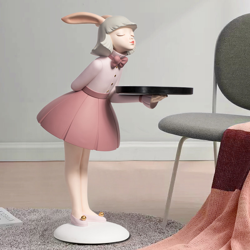 迎宾兔宝女孩托盘电视柜沙发旁装饰客厅收纳摆件落地乔迁新居礼品,家居饰品,装饰摆件,淘宝优惠券,粉丝福利购,淘宝优惠卷