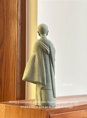 心之所愿 定能如愿祈祷小沙弥禅意装饰造景书架桌面摆件礼物