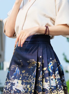 木兰禧【马上有钱】织金仿妆花中国风春夏中式汉元素短马面裙