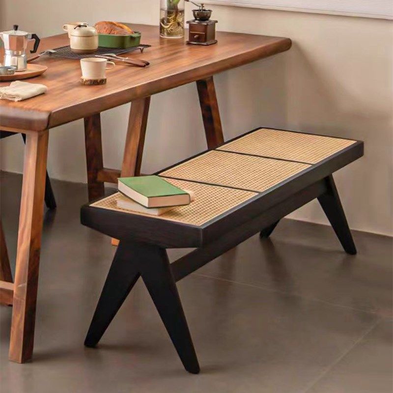 实木藤编长凳侘寂风简约黑色餐椅家用中古昌迪加尔换鞋凳子长条凳,住宅家具,床尾凳/长凳,淘宝优惠券,粉丝福利购,淘宝优惠卷