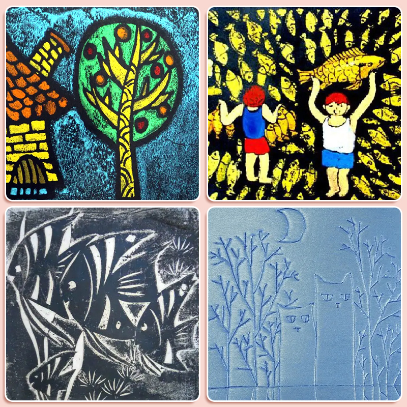 吹塑纸版画工具套装吹塑板a4加厚4mm儿童diy手工纸8ka3黑色白色幼