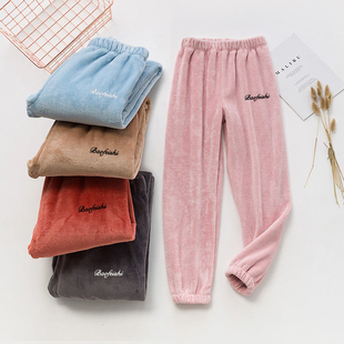 超厚仙女暖暖裤珊瑚绒家居外穿秋冬宽松束脚休闲松紧腰懒人睡裤