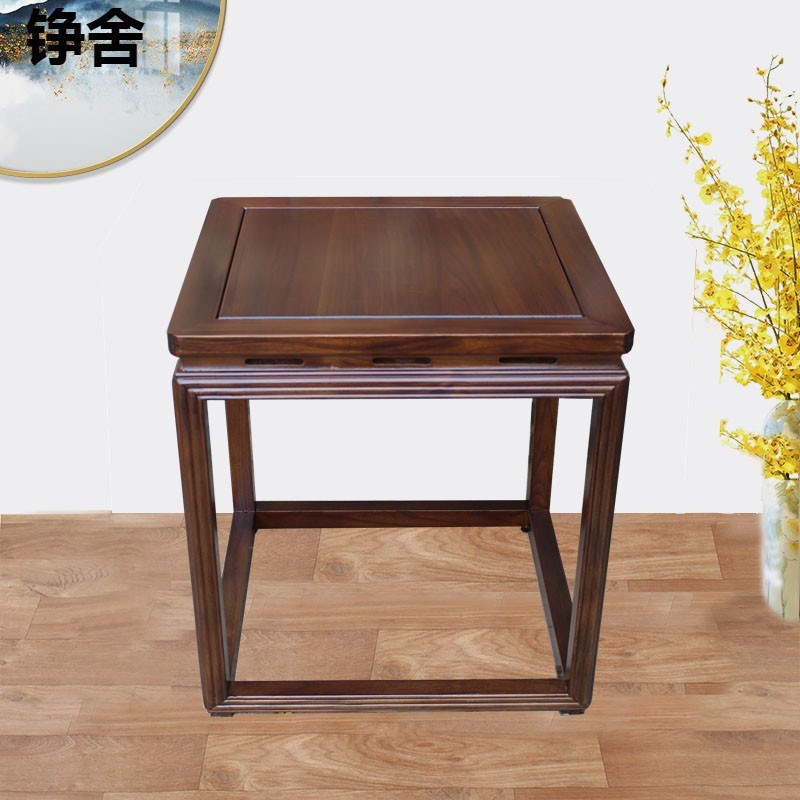 新中式实木小方几茶几木质沙发角几边几小方桌榆木原木边桌