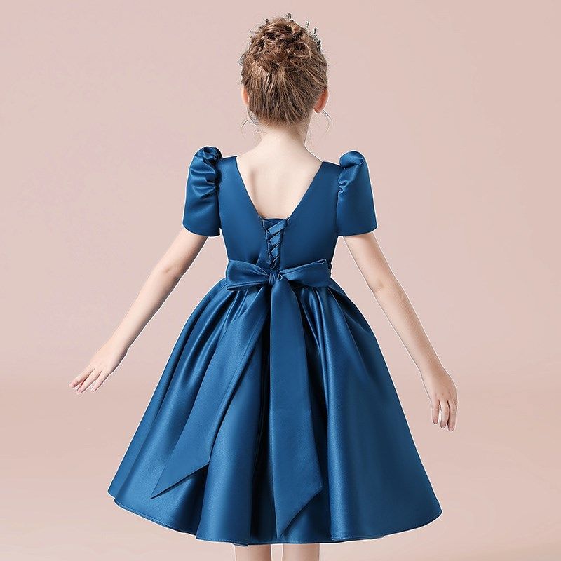 呦皮皮儿童钢琴演出礼服高端女童乐团合唱学生年会表演公主裙缎面