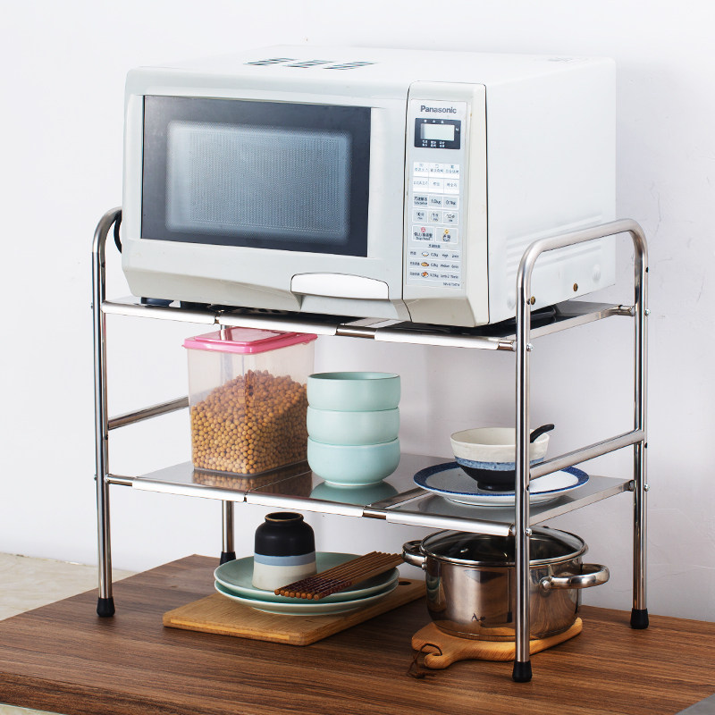 可伸缩置物架放橱柜用品单层不锈钢加宽二层调节厨房下水槽收纳架