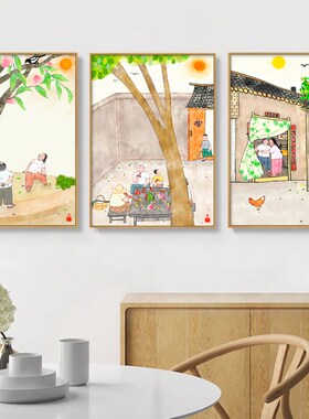 新中式餐厅装饰画小众艺术饭店背景墙面壁画客厅民宿禅意茶室挂画