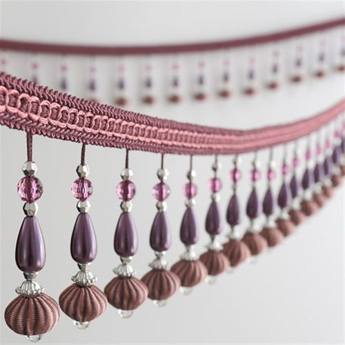 欧式窗帘花边下摆装饰窗幔配件辅料流苏牛筋吊球底边水晶珠子幔头