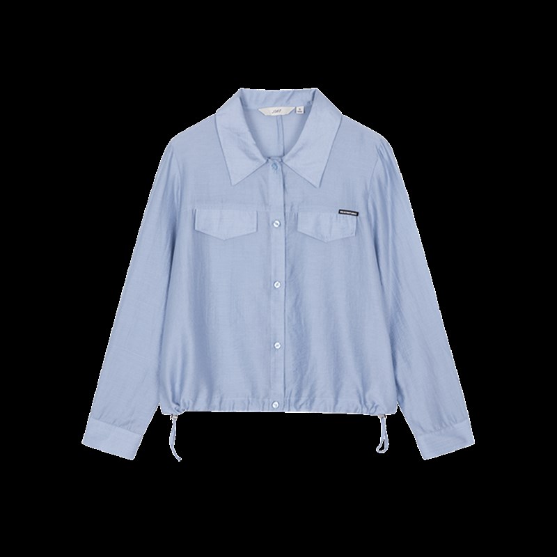 XWI/欣未轻薄防晒衬衫外套女夏季休闲简约百搭下摆抽绳设计感上衣