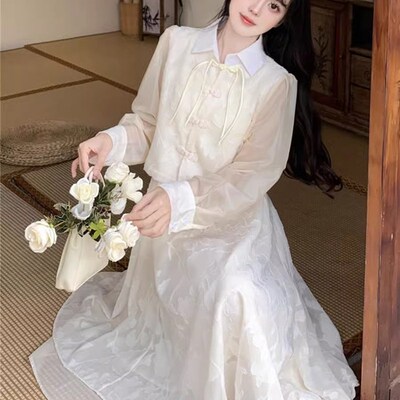 新中式伴娘服2024春秋新款大码胖mm成人礼礼服套装小个子连衣裙女