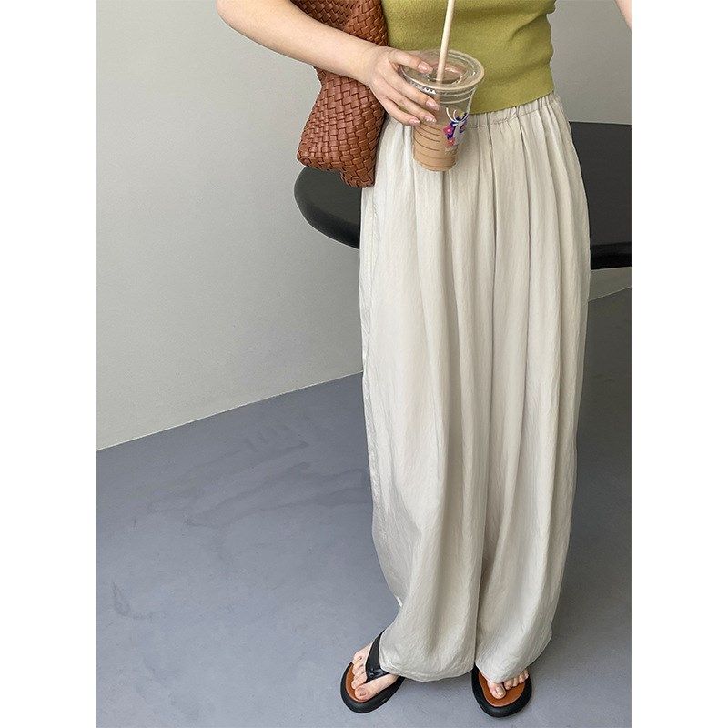 复古绿色阔腿裤女夏季薄款显瘦高腰垂感宽松山本裤直筒休闲长裤子,女装/女士精品,休闲裤,淘宝优惠券,粉丝福利购,淘宝优惠卷