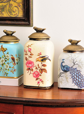 新中式创意手工陶瓷家居客厅饰品摆件装饰收纳玄关储物罐装设摆设