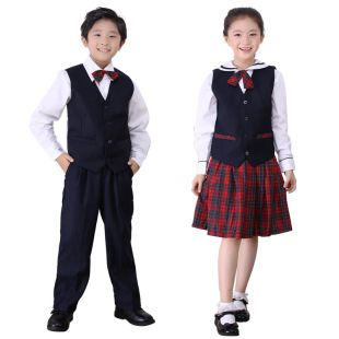 深圳校服小学生礼服套装男女学校统一衬衫毛衣格裙子裤子秋季冬季