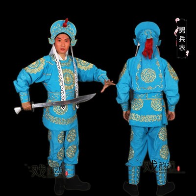 戏曲古装舞台演出戏曲武生龙套衣 男兵衣小兵衣服武将兵服装