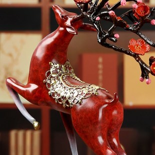 平步青云纯铜摆件 梅花鹿新中式家居客厅玄关装饰乔迁开业送礼佳