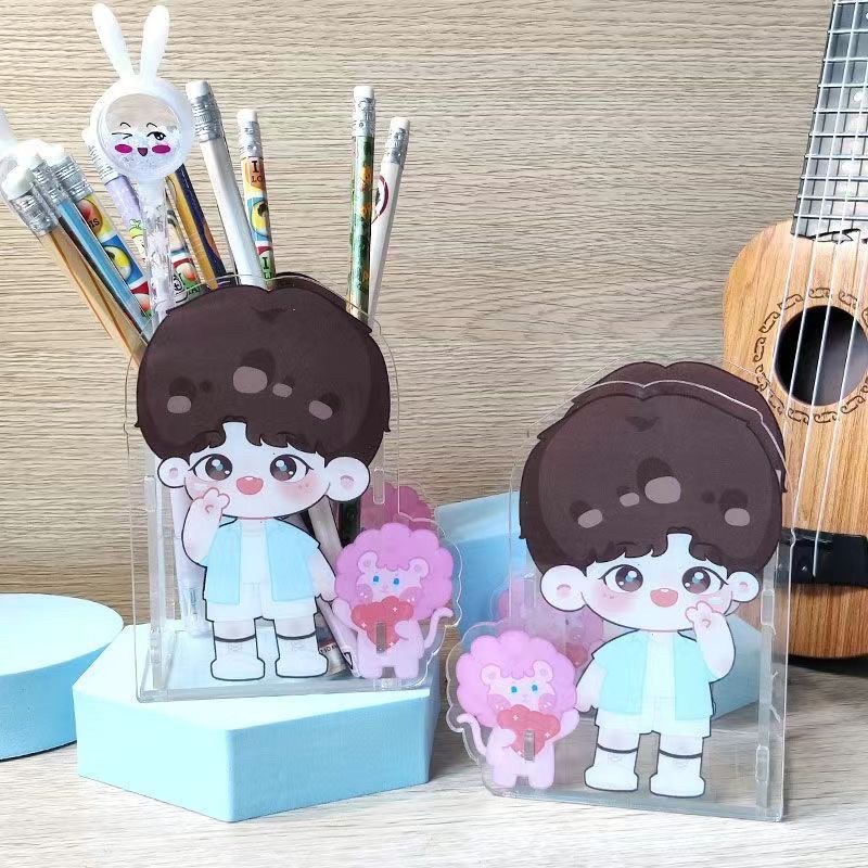 亚克力笔筒定制收纳盒文具学生用品明星周边毕业礼物卡通动漫桌面