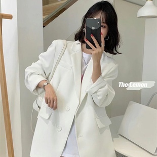 白色黑色小西装外套女西服上衣休闲2023春秋新款小个子高级感黑色