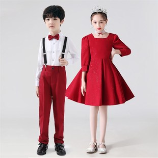 儿童演出服小学生女童舞蹈裙主持人元旦合唱诗歌朗诵礼服表演服装