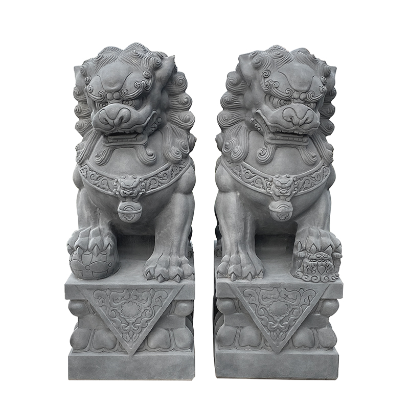 石狮子一对青石看门镇宅家用大门口石狮子汉白玉石雕墓前小号摆件