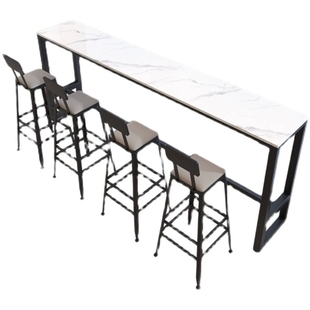 岩板阳台吧台桌 户外靠墙窄桌子 奶茶吧台桌 咖啡厅酒吧高脚桌椅