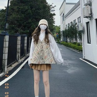 秋装搭配一整套韩剧穿搭小个子高级感学院风衬衫马甲裙子三件套装