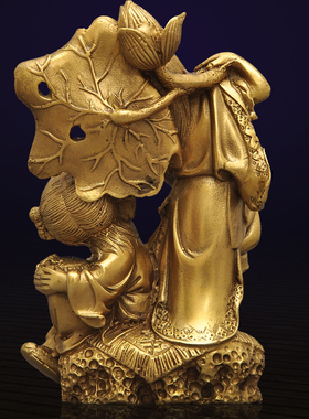 黄铜和合二先摆件朋友结婚礼物婚姻新婚工艺品婚房婚礼装饰品