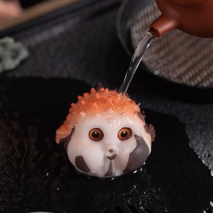变色茶宠河豚可爱猪创意福禄百财可旋转茶玩茶道配件桌面摆件装 饰