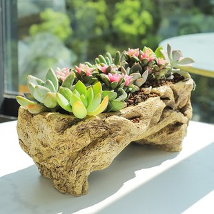 仿木长方形肉肉盆防腐阳台种植花槽窗台庭院室内种菜肉肉植物花盆