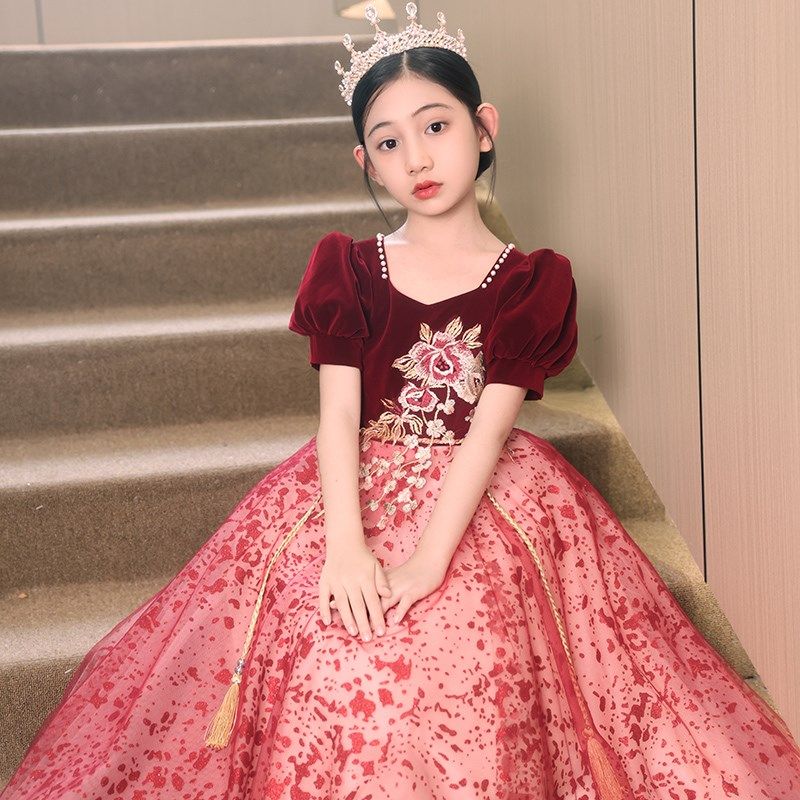圣诞节儿童晚礼服女童红色婚纱花童公主裙主持人钢琴走秀演出服秋,童装/婴儿装/亲子装,儿童礼服,淘宝优惠券,粉丝福利购,淘宝优惠卷