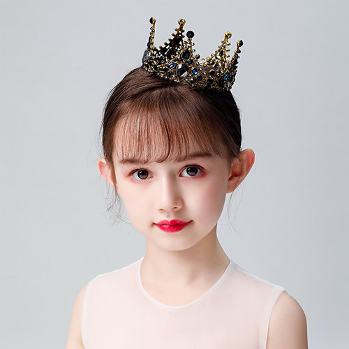 新款儿童头饰整圈皇冠演出主持人走秀王冠小朋友生日发饰公主皇冠