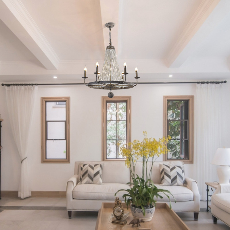 创意美式乡村法式田园复古简约卧室灯客厅餐厅灯酒店复古水晶吊灯