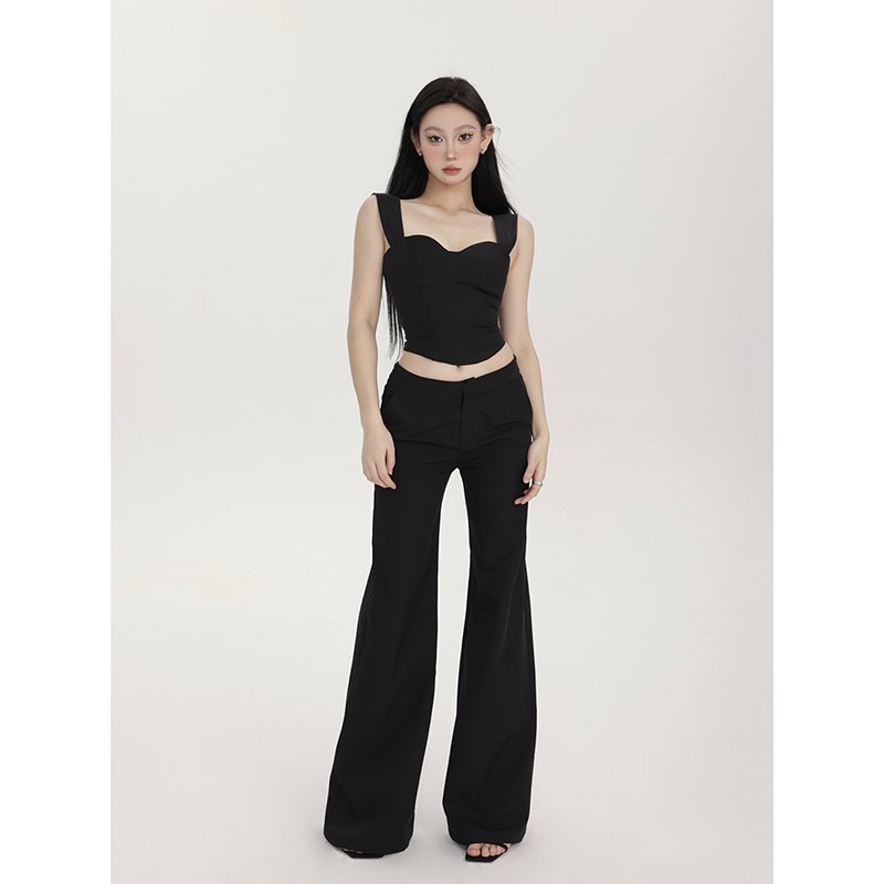 PEMPL 休闲裤女夏季新款极简剪裁低腰西装裤廓形直筒宽松阔腿长裤