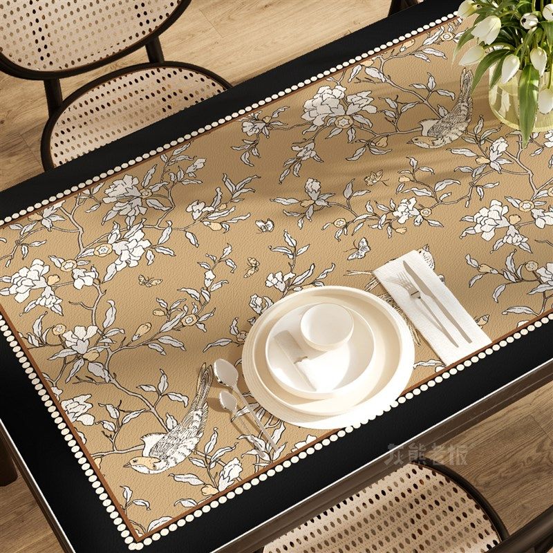 南洋醉客厅复古桌布皮革桌垫免洗防油防水隔热茶几垫高级感高,居家布艺,桌布,淘宝优惠券,粉丝福利购,淘宝优惠卷