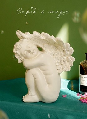 沉睡天使欧式复古摆件卧室客厅桌面美式装饰工艺品vintage雕塑