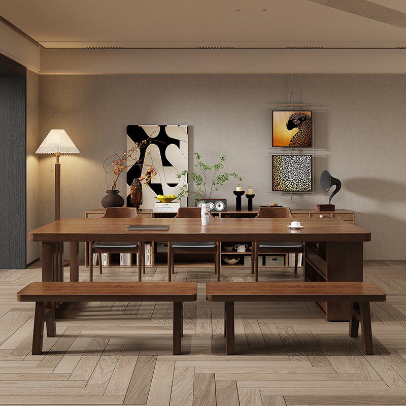 实木大板书桌去客厅化大长书法桌餐书柜一体胡桃色办公桌工作台