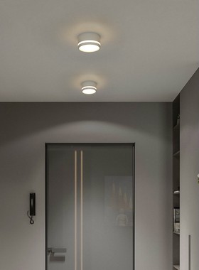 黑色led明装筒灯客厅北欧免开孔三色光天花灯柔光装饰过道灯5W7W