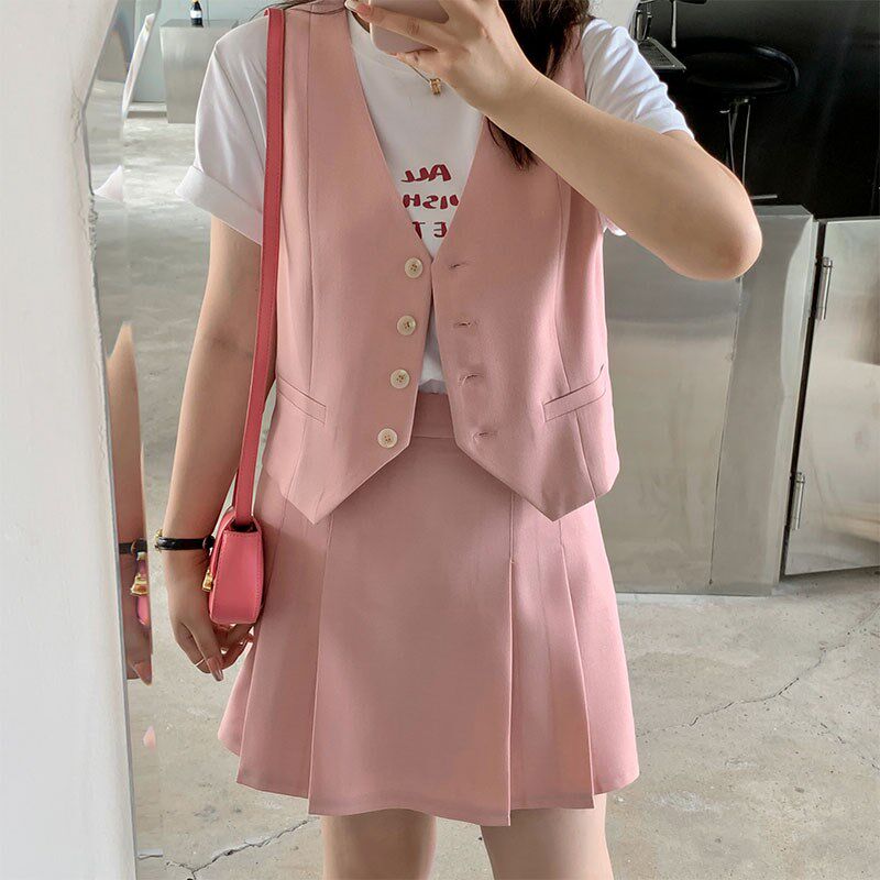 西装套装女2023新款夏220斤胖mm加大码学院风显瘦马甲裤裙两件套,女装/女士精品,时尚套装,淘宝优惠券,粉丝福利购,淘宝优惠卷