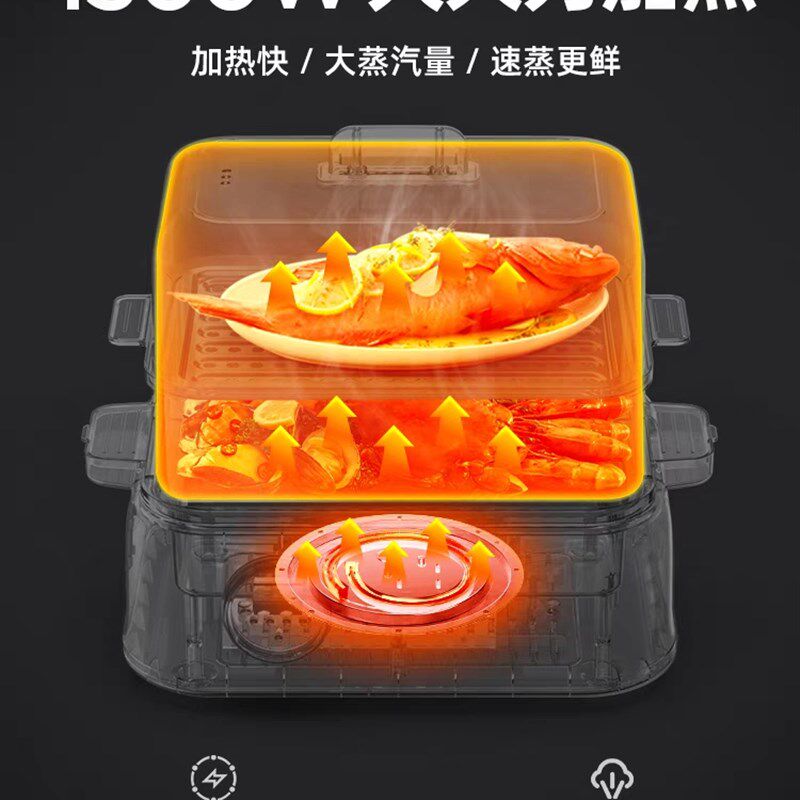 TER多功能电蒸锅家用大容量多层可预约定时透明蒸菜神器一体煮锅图片