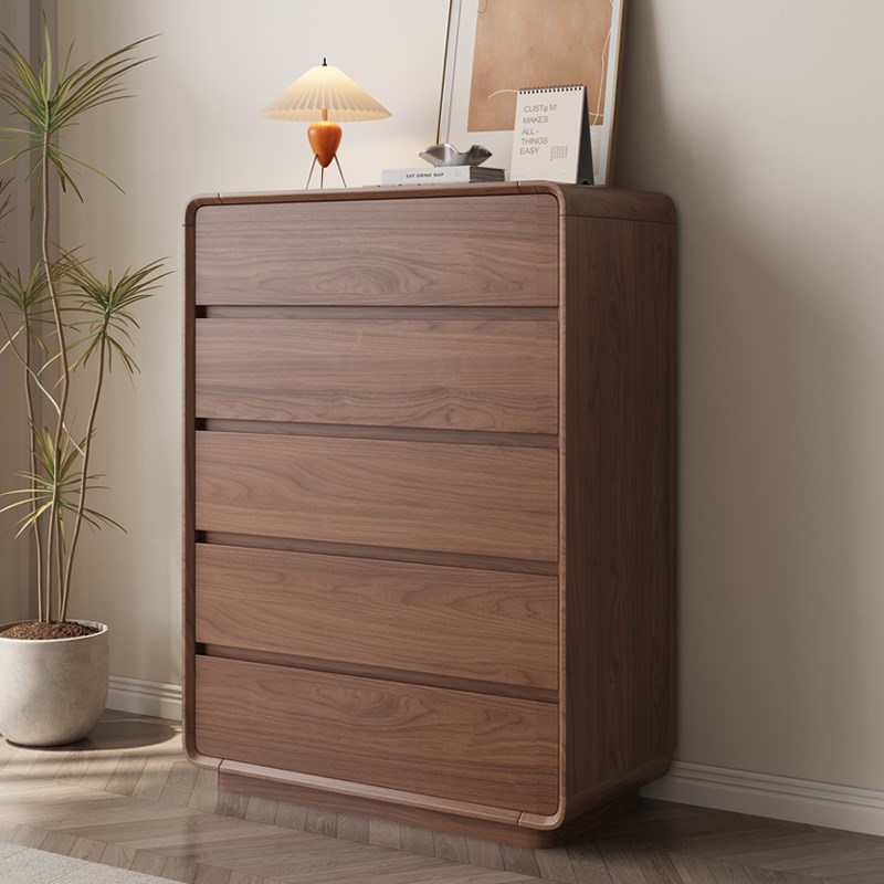 实木五斗柜卧室收纳柜床尾八斗客厅靠墙储物立柜胡桃木色抽屉斗橱