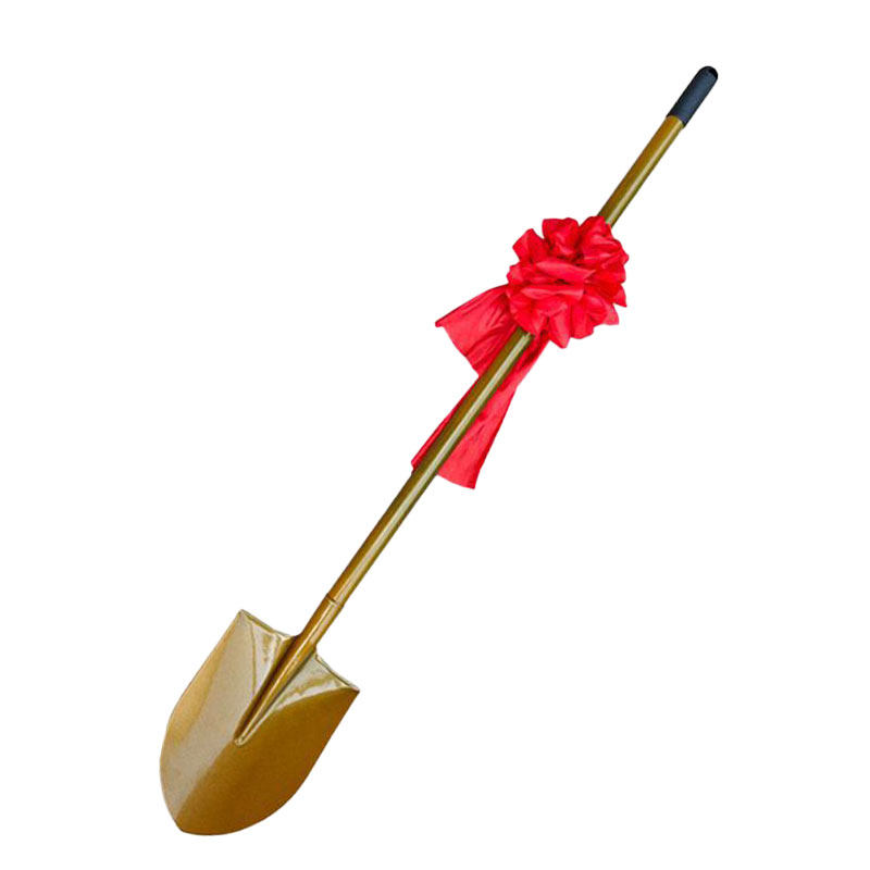 奠基铲金铲子封顶开工大吉仪式工具动土庆典专用花球金色全钢铁锹