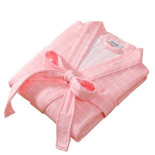 秋若薇纯棉浴袍三层纱布加密柔软吸水男女洗澡浴衣中长全棉睡袍