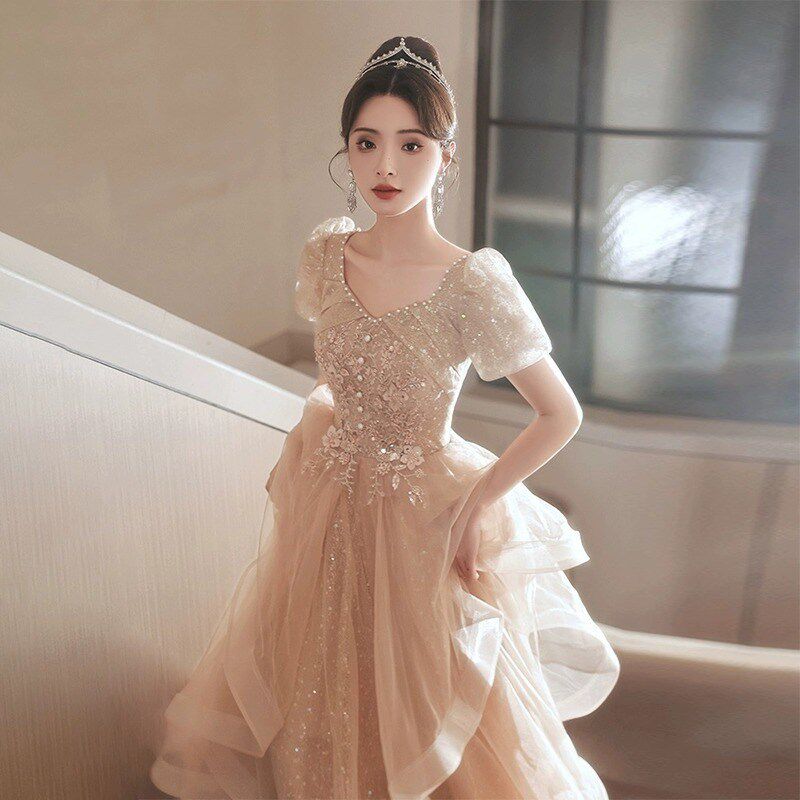 晚礼服女2024高级感成人礼女孩礼服高中生毕业艺考大码胖mm连衣裙图片
