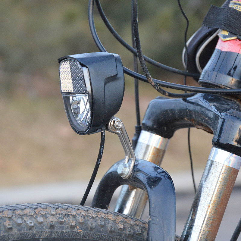 德规自行车灯车前灯摩擦灯花鼓发电灯磨电灯夜骑前叉照明灯