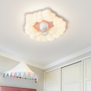 卧室灯新款 云朵摇头风扇灯儿童房间全光谱护眼智能电扇一体吸顶灯