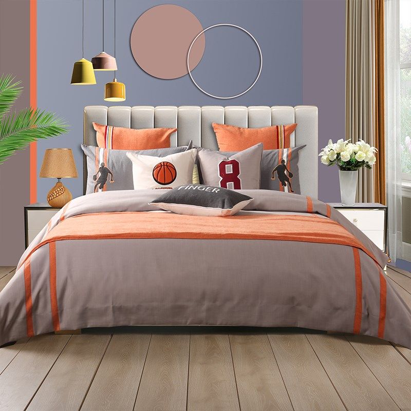 现代简约儿童床上用品套件卡通篮球美式样板间床品多件套男孩房