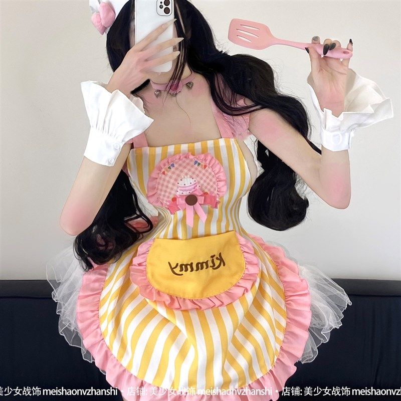 料理鼠王套装 饼饼小厨娘可爱港迪公主风居家围裙宽松甜品店女仆