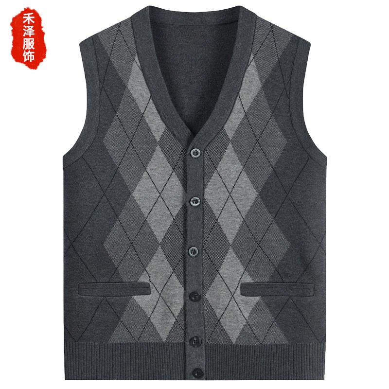 毛衣马甲背心中老年男装爸爸爷爷老人春秋马夹外穿针织衫开衫坎肩