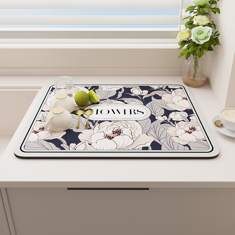 厨房台面沥水垫硅藻泥吸水垫桌面餐具干燥垫杯垫免洗茶台吧台垫子